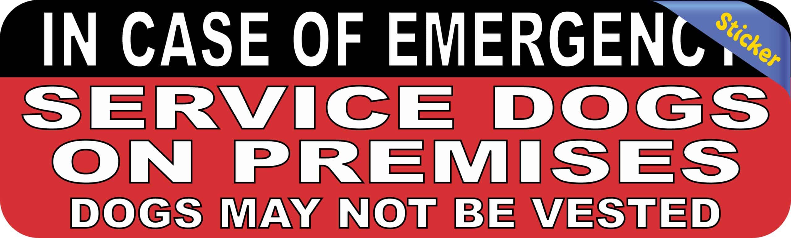 10in x 3in Service Dogs on Premises Vinyl Sticker