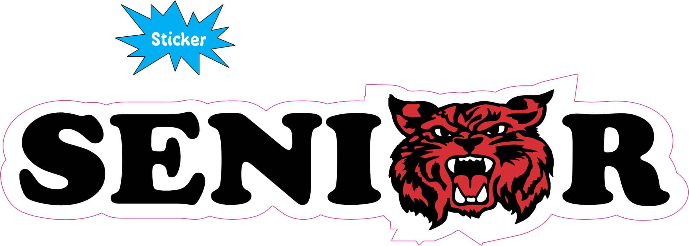 8in x 2in Red Wildcat Senior Vinyl Sticker - Image 2