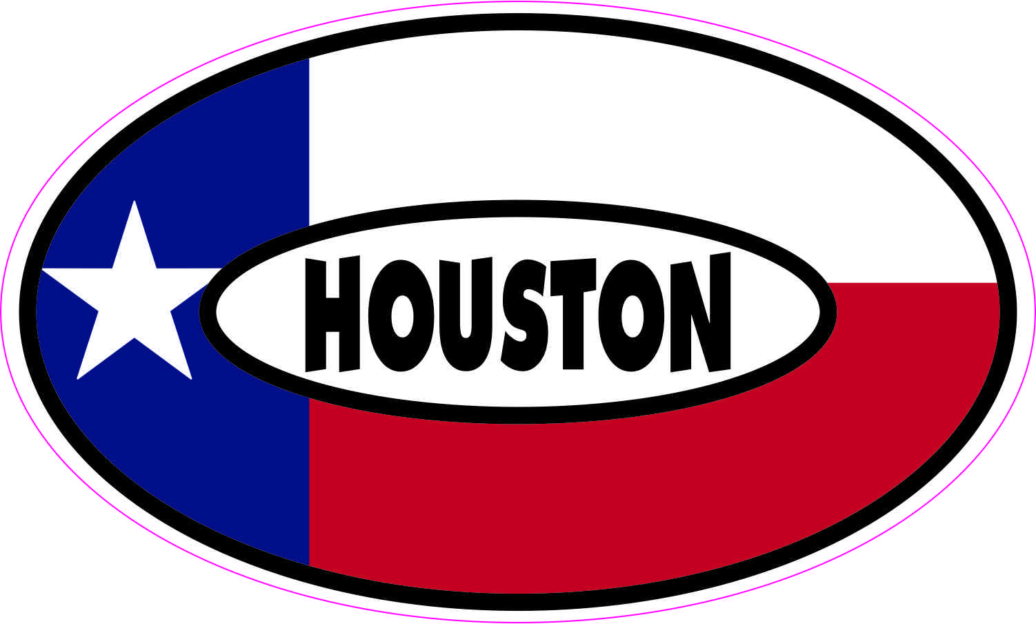 Flag Oval Houston Vinyl Sticker
