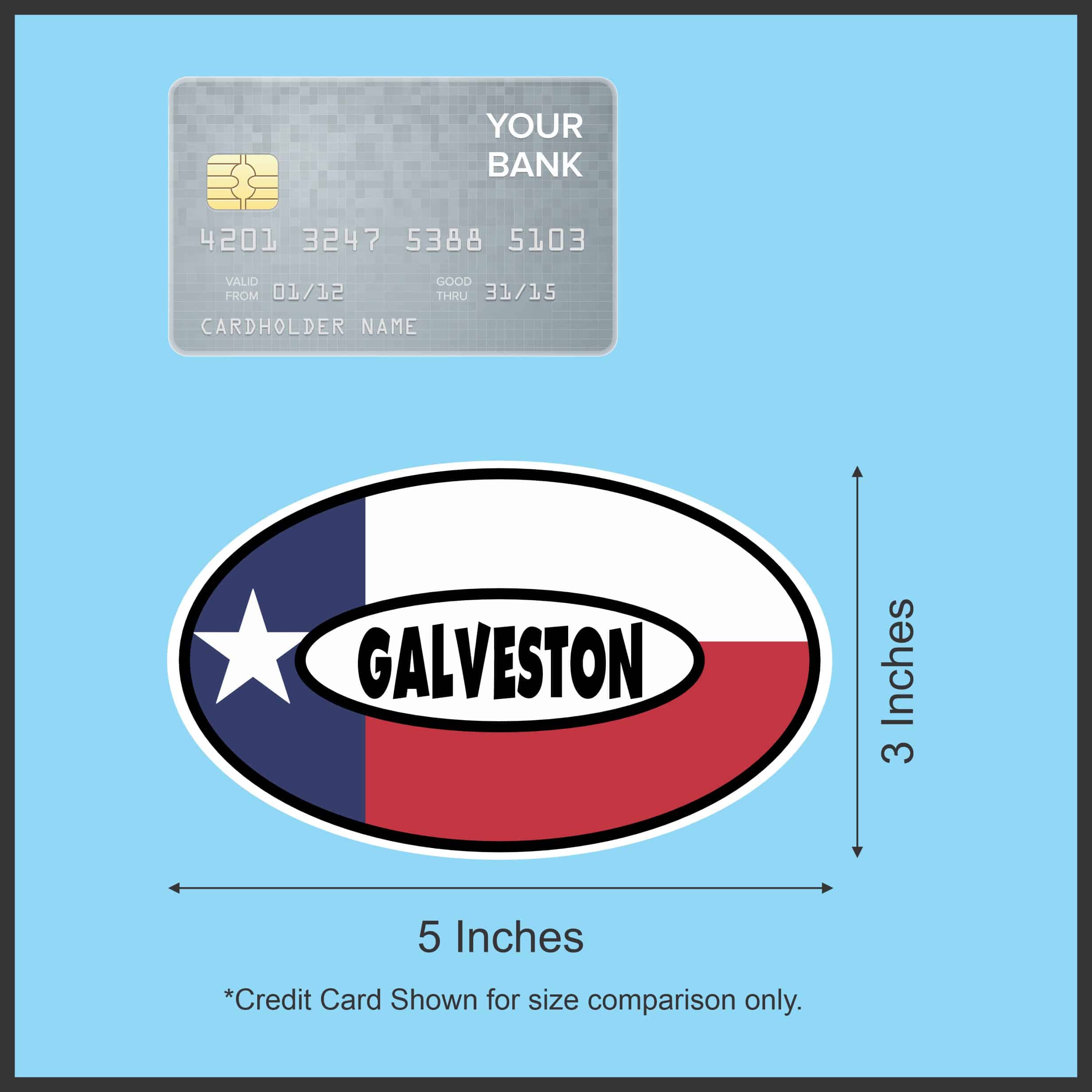 5in x 3in Flag Oval Galveston Vinyl Sticker - Image 6
