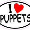Oval I Love Puppets Vinyl Sticker