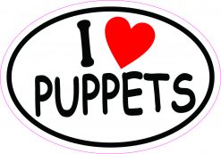 Oval I Love Puppets Vinyl Sticker