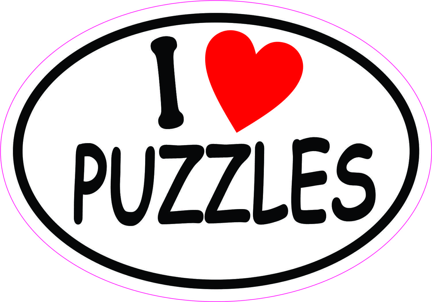 Oval I Love Puzzles Vinyl Sticker