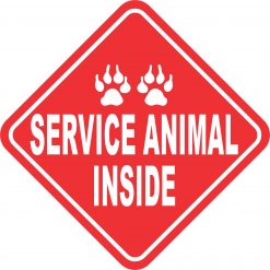 Red and White Service Animal Inside Vinyl Sticker