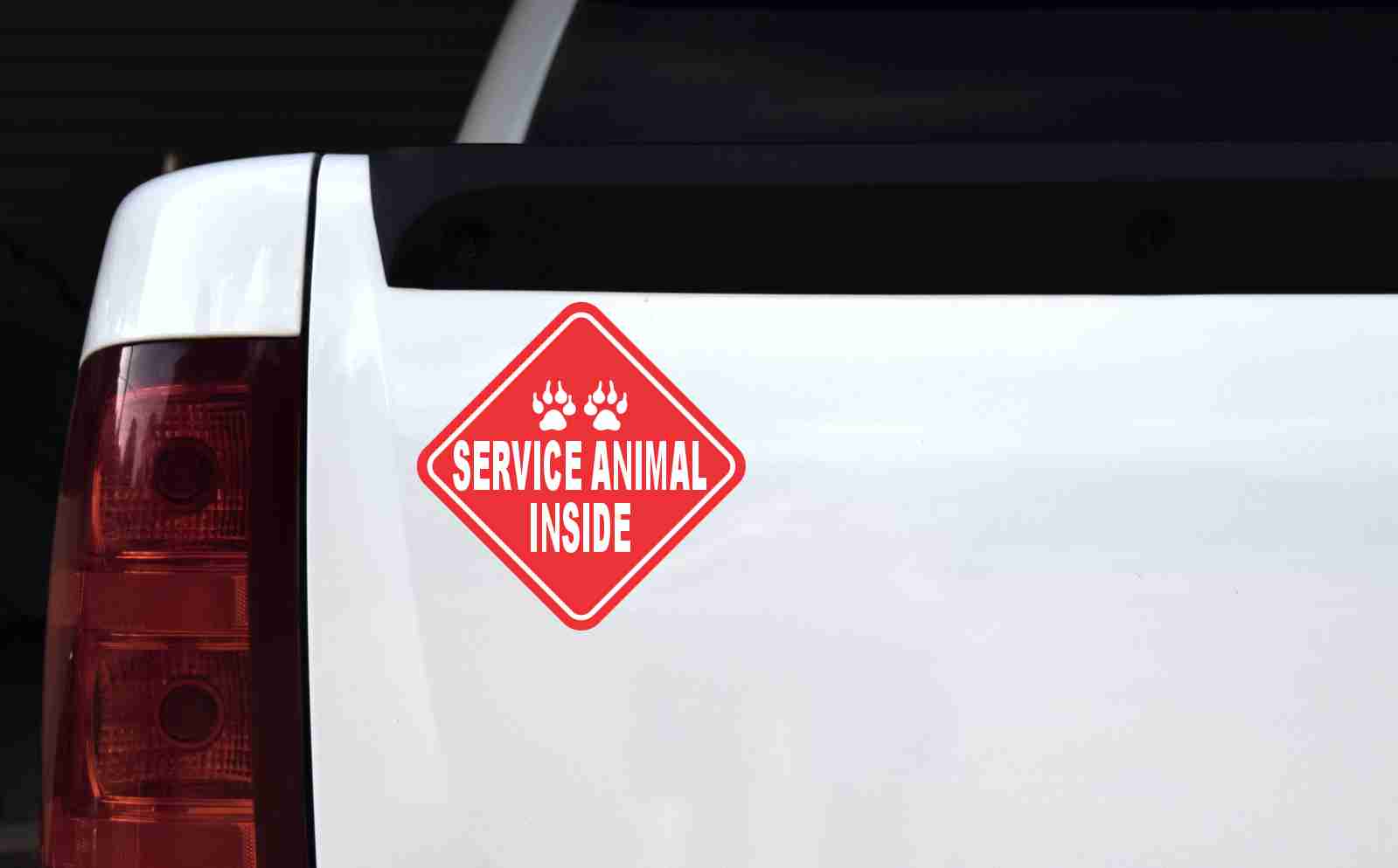 Red and White Service Animal Inside Magnet