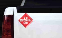 Red and White Service Animal Inside Vinyl Sticker