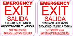 English and Spanish Pull Emergency Exit Vinyl Stickers