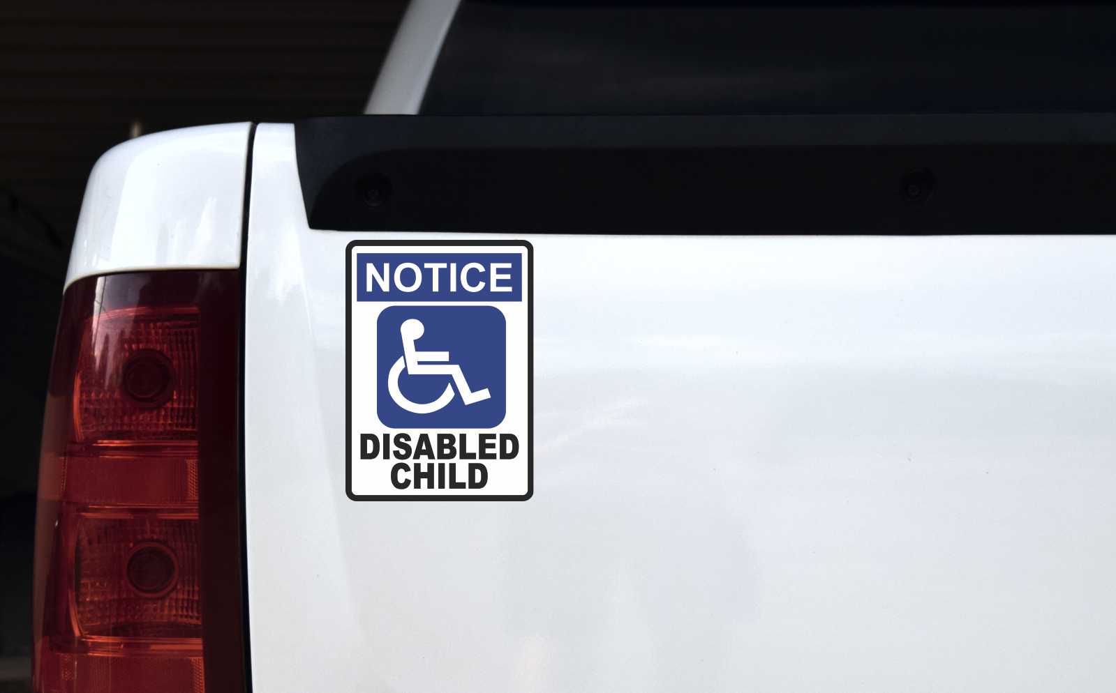Notice Disabled Child Vinyl Sticker