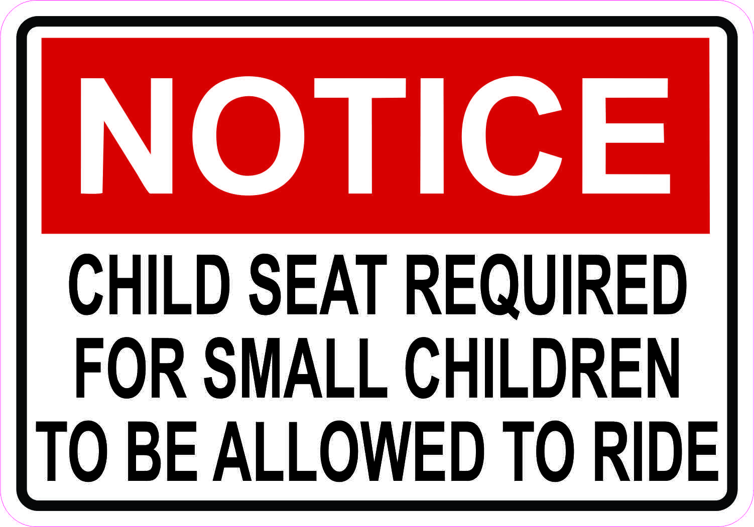 Notice Child Seat Required Magnet
