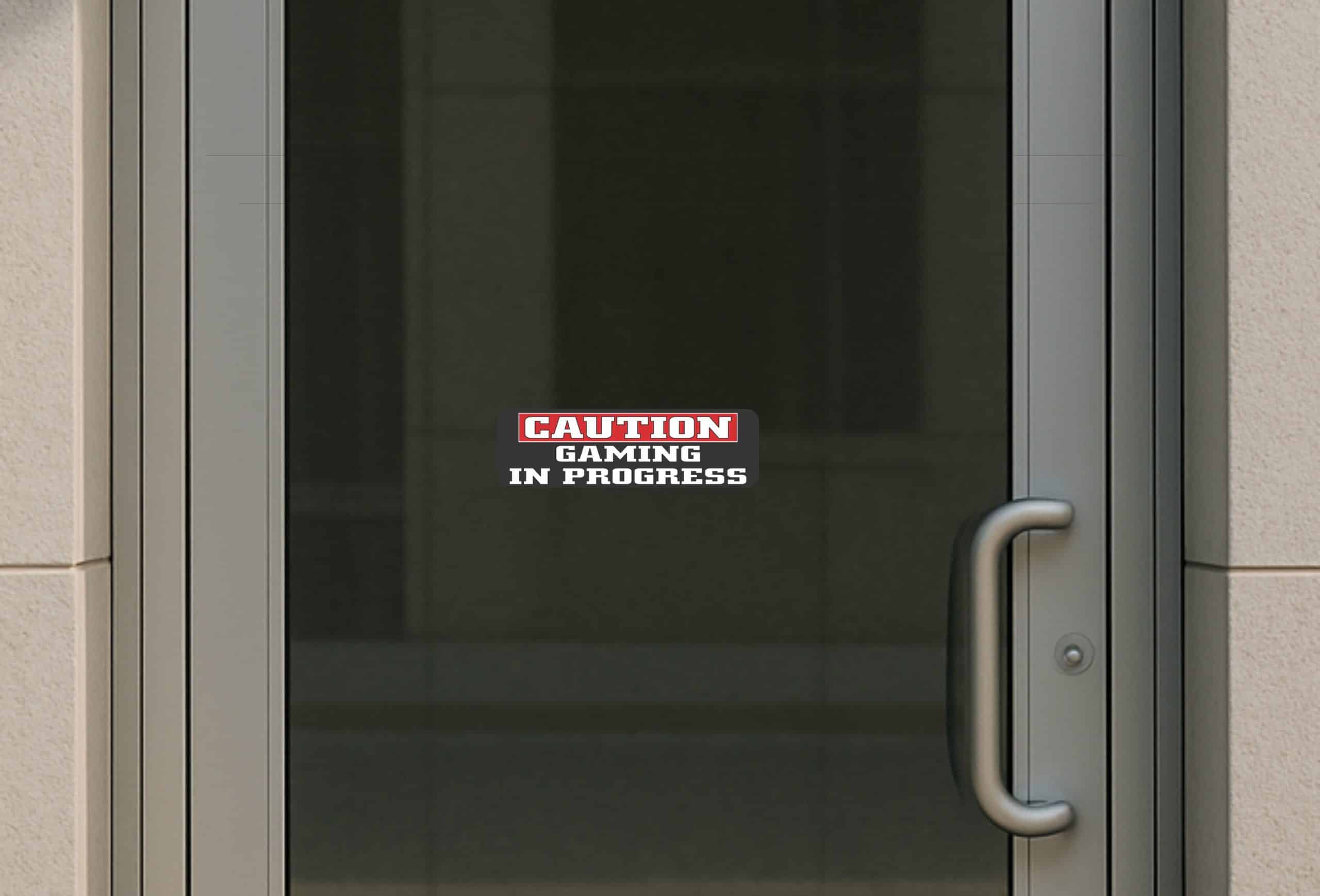 10in x 3in Caution Gaming in Progress Vinyl Sticker - Image 5
