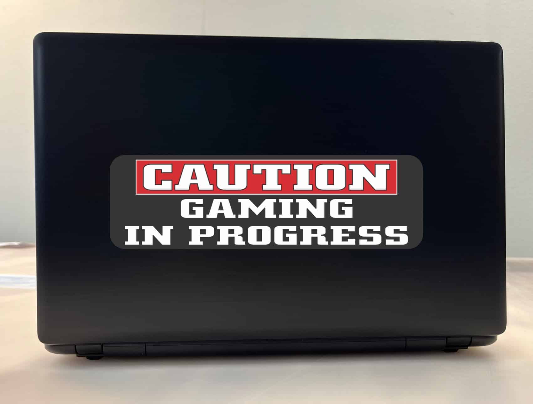 10in x 3in Caution Gaming in Progress Vinyl Sticker - Image 3