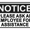 Notice Ask for Assistance Vinyl Sticker