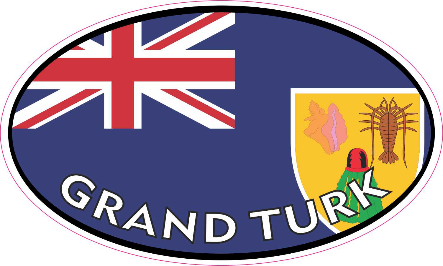 Flag Oval Grand Turk Vinyl Sticker