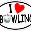 Oval I Love Bowling Vinyl Sticker