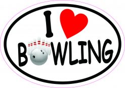 Oval I Love Bowling Vinyl Sticker