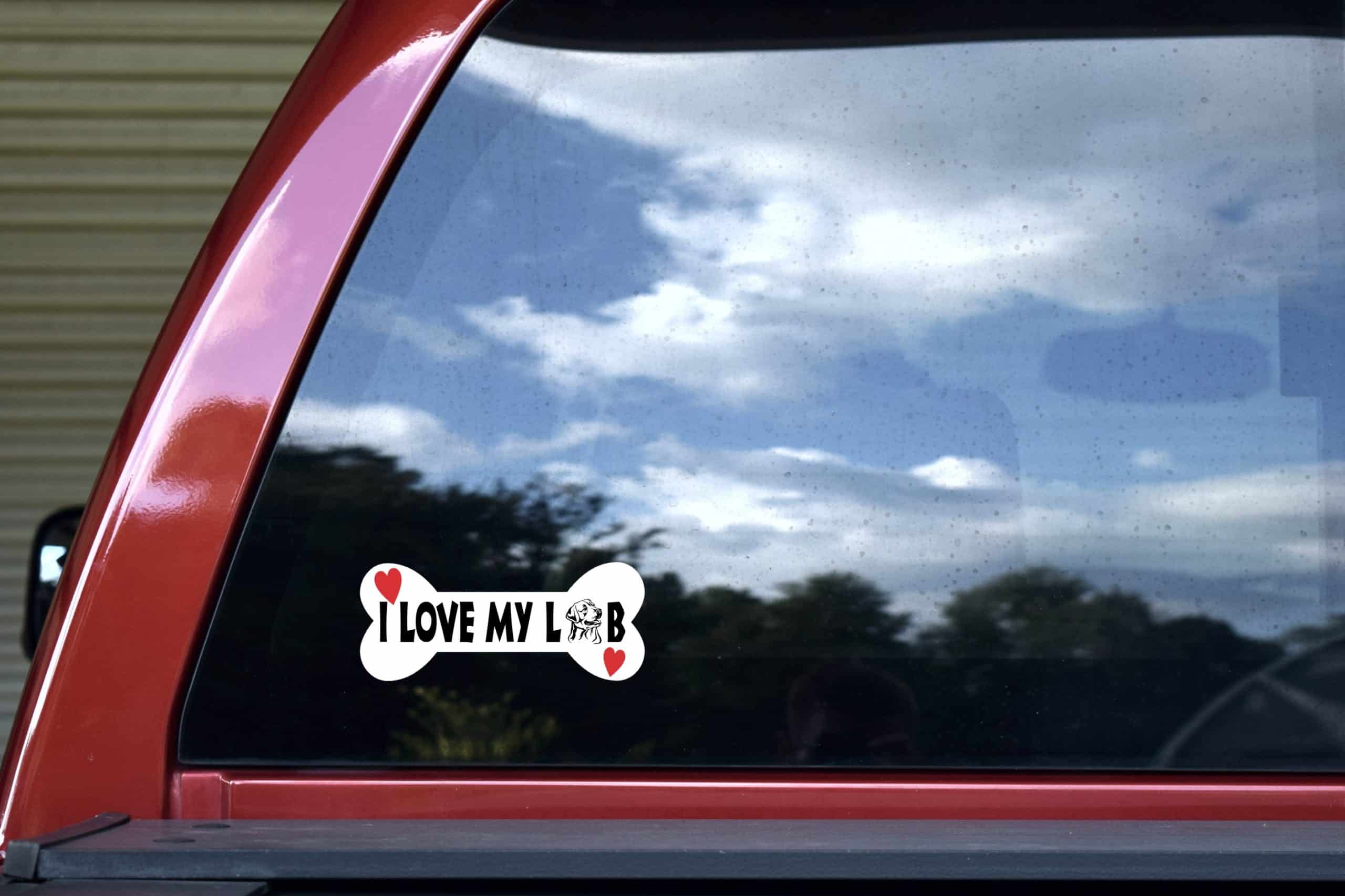 6in x 2.25in Dog Bone I Love My Lab Vinyl Sticker - Image 6