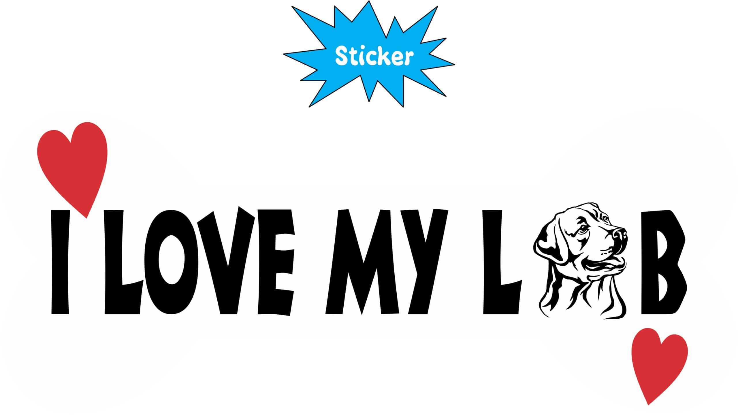 6in x 2.25in Dog Bone I Love My Lab Vinyl Sticker - Image 3