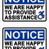 Dynamic Disability We Are Happy to Provide Assistance Vinyl Stickers