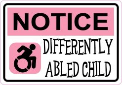 Pink Differently Abled Child Vinyl Sticker