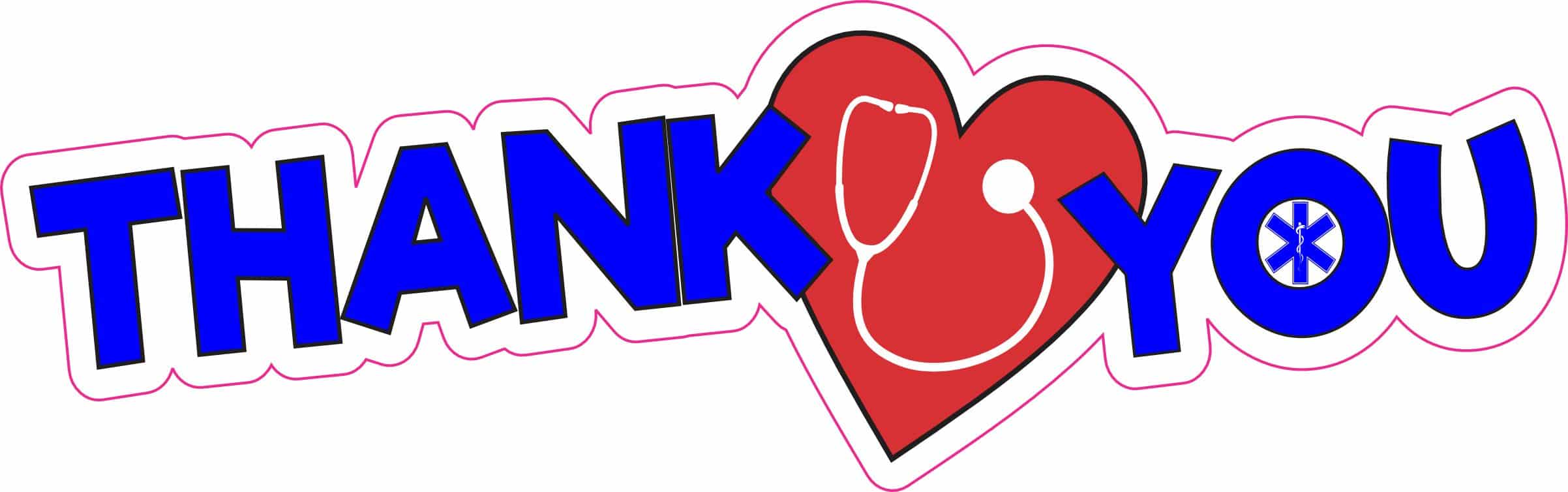 StickerTalk Medical Staff Thank You Vinyl Sticker, 8 inches by 2.5 inches