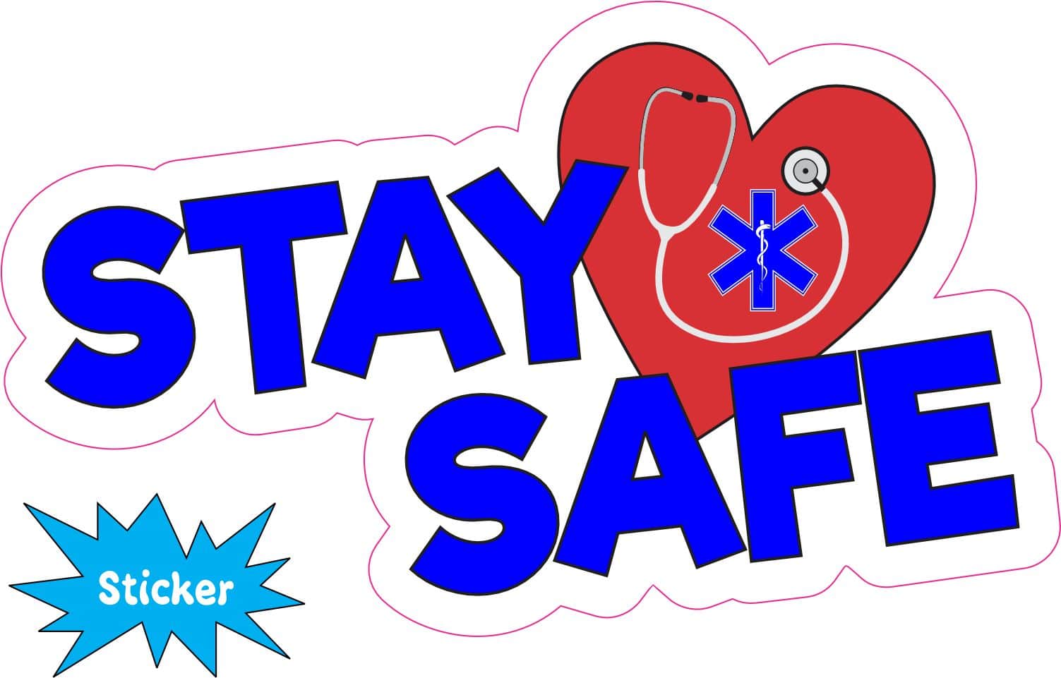 Medical Stay Safe Vinyl Sticker, 5 inches by 3 inches - Image 2
