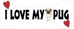 Dog Bone I Love My Pug Vinyl Sticker