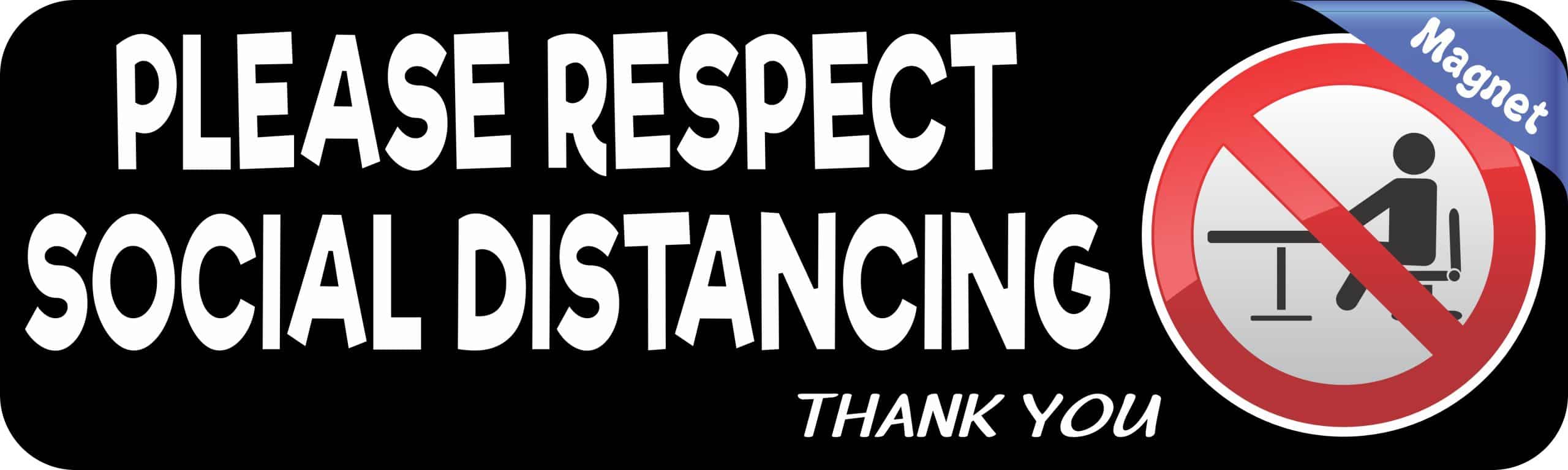 StickerTalk Please Respect Social Distancing Magnet, 10 inches x 3 inches - Image 2