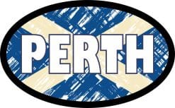 StickerTalk Scottish Flag Oval Perth Vinyl Sticker, 4 inches by 2.5 inches