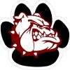 Pawprint Maroon Bulldog Mascot Vinyl Sticker