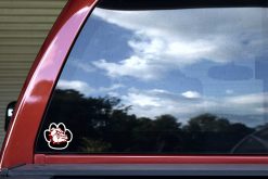 Pawprint Maroon Bulldog Mascot Vinyl Sticker