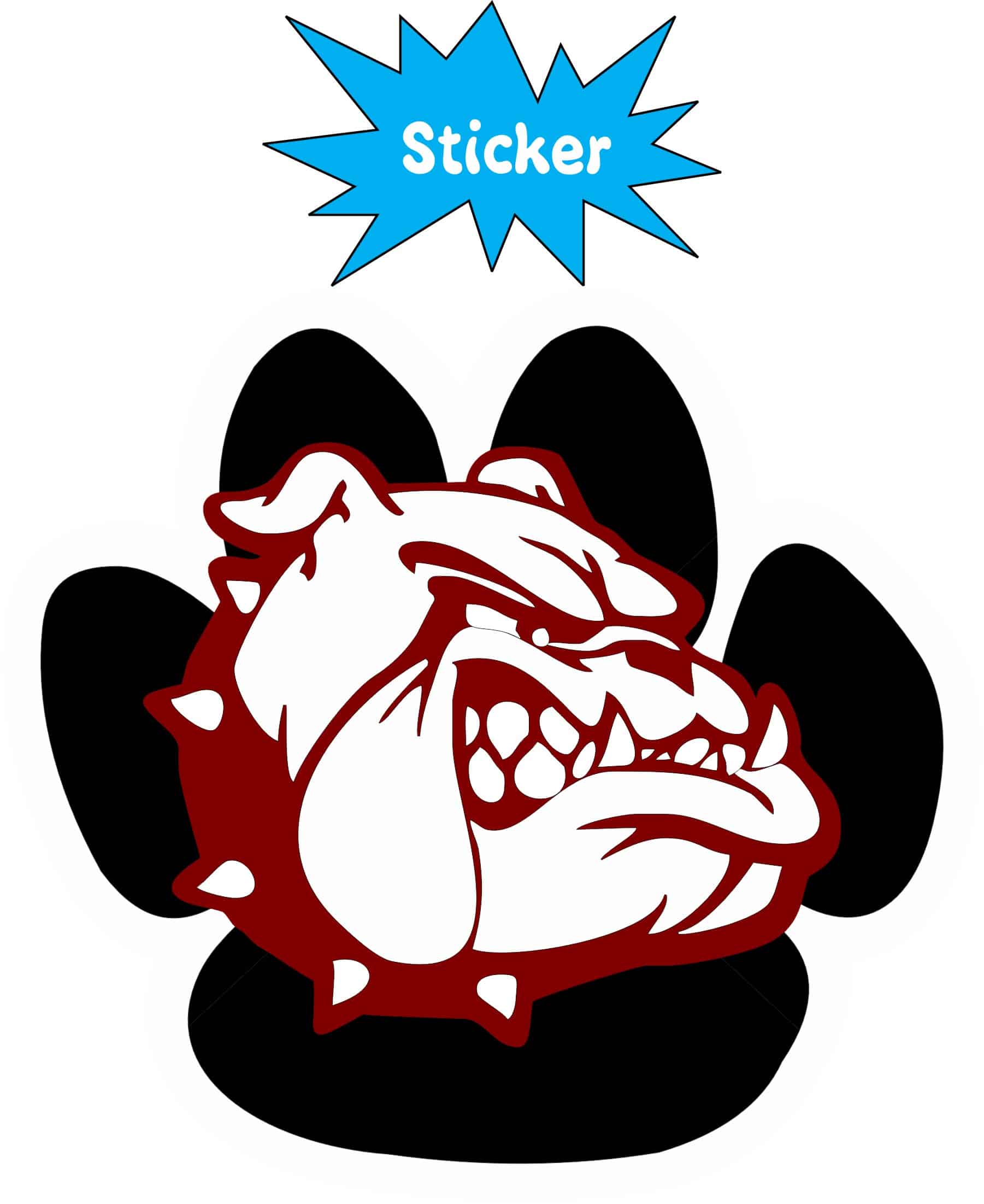 StickerTalk Pawprint Maroon Bulldog Mascot Vinyl Sticker, 3 inches x 2.8 inches - Image 3