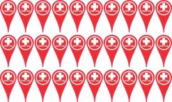 First Aid Map Pointer Vinyl Stickers
