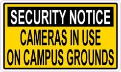 StickerTalk Cameras in Use on Campus Grounds Magnet, 5 inches x 3 inches