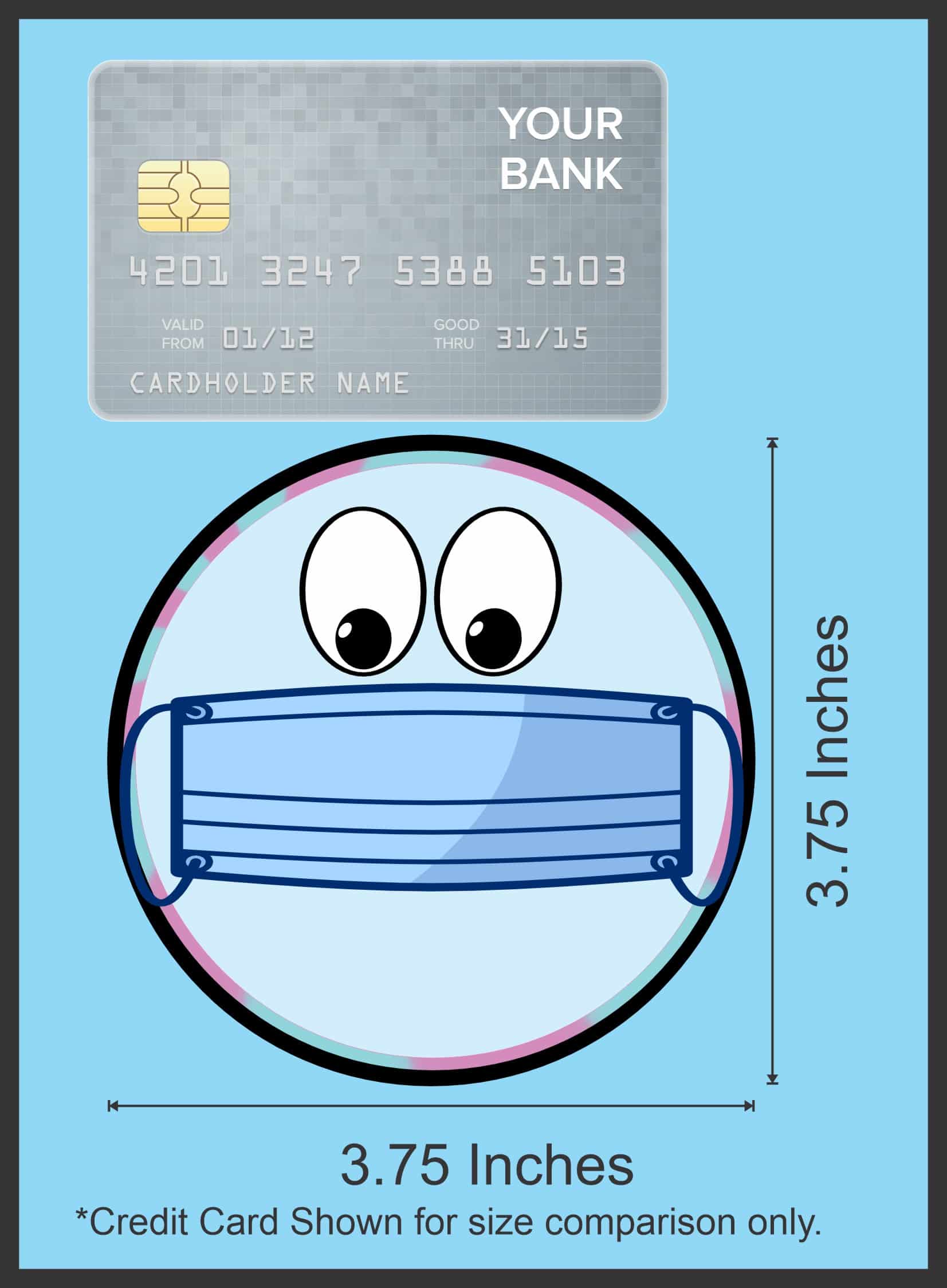 StickerTalk Blue Mask Face Vinyl Sticker, 3.75 inches x 3.75 inches - Image 6