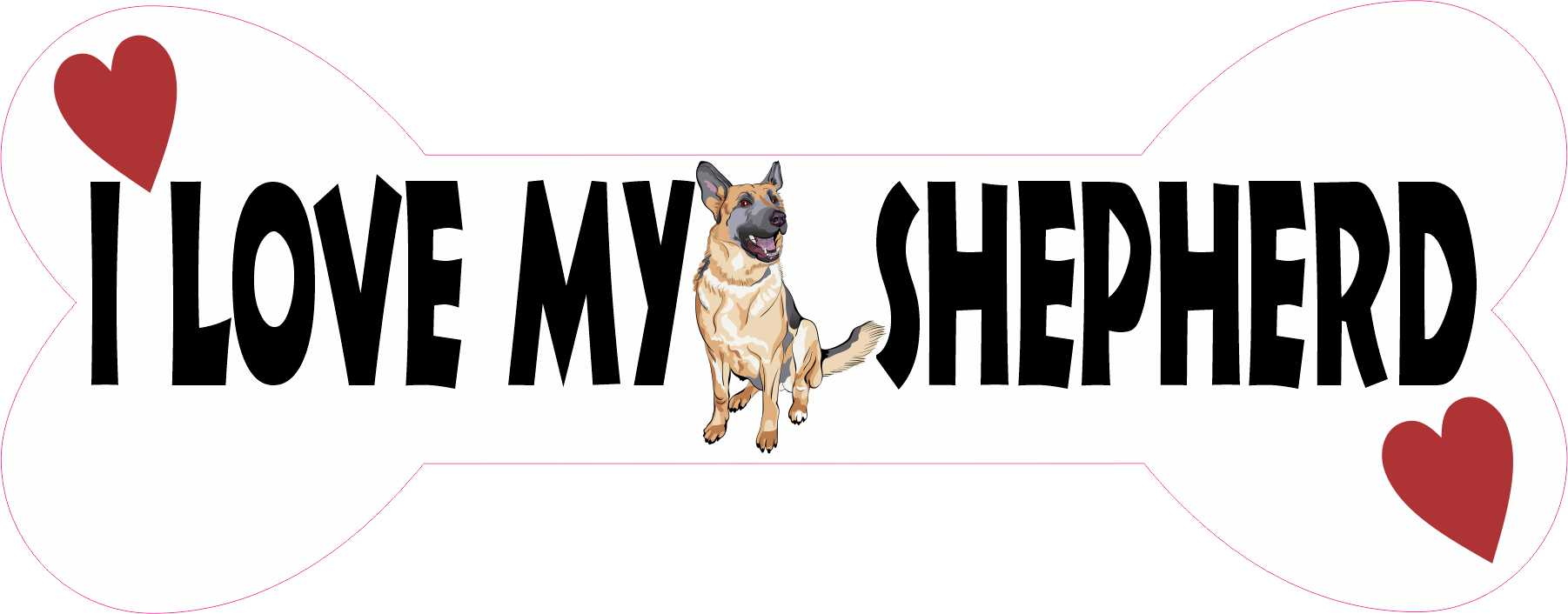 Dog Bone I Love My Shepherd Vinyl Sticker
