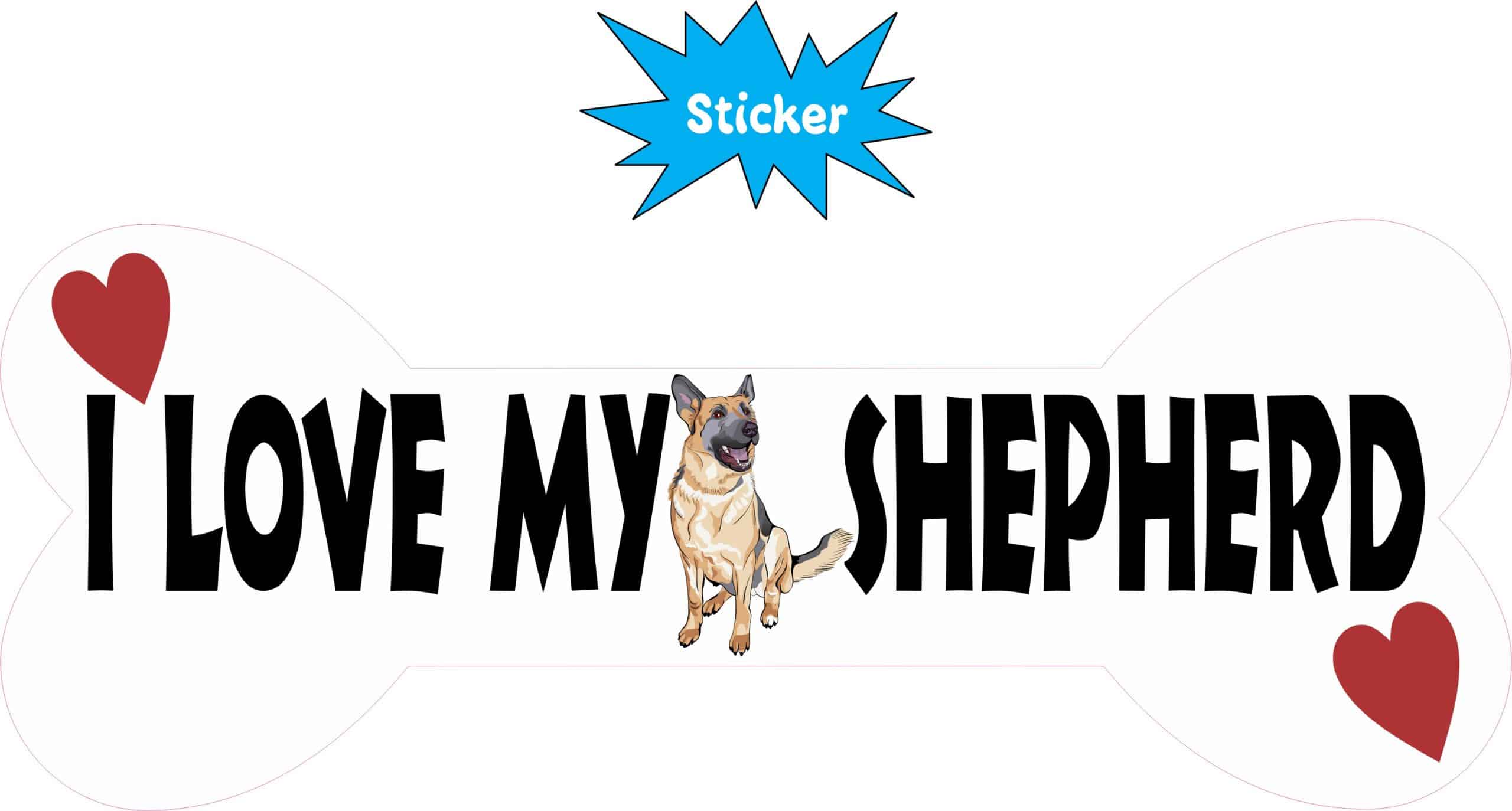 StickerTalk Dog Bone I Love My Shepherd Vinyl Sticker, 6 inches - Image 2
