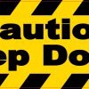 Caution Step Down Permanent Vinyl Sticker