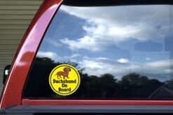 StickerTalk Circular Dachshund on Board Vinyl Sticker, 5 inches
