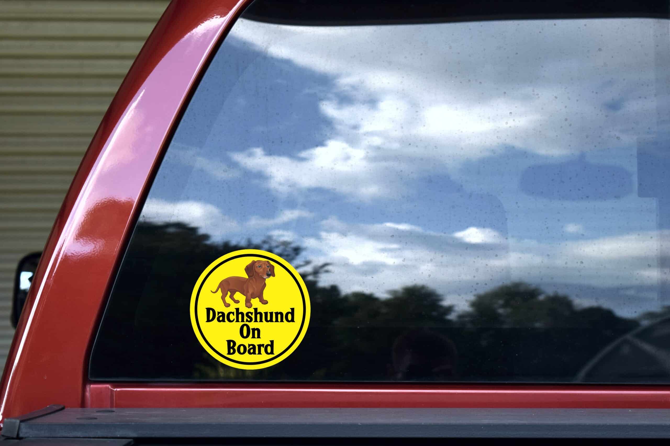 StickerTalk Circular Dachshund on Board Vinyl Sticker, 5 inches