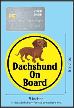 StickerTalk Circular Dachshund on Board Vinyl Sticker, 5 inches