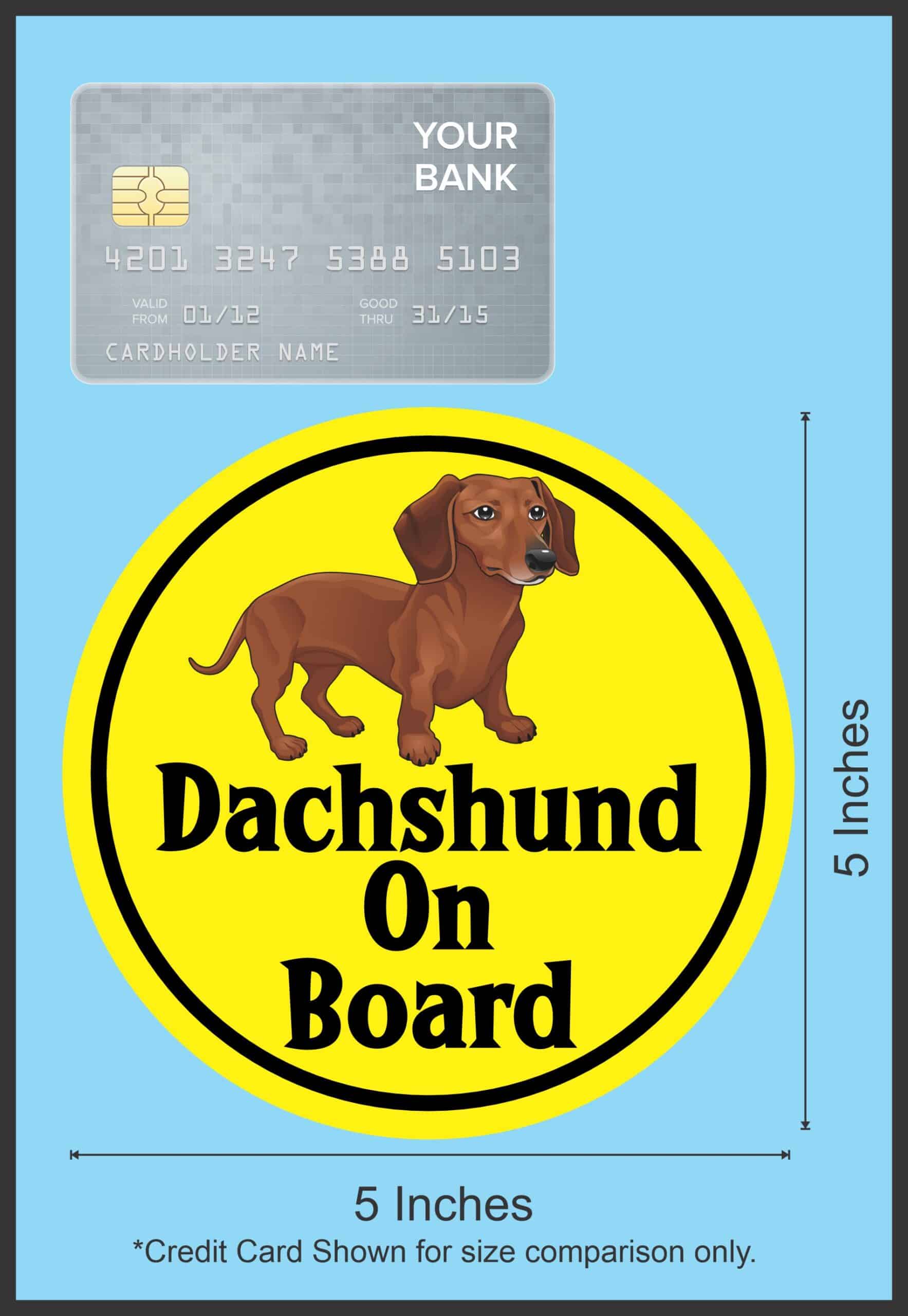 StickerTalk Circular Dachshund on Board Vinyl Sticker, 5 inches