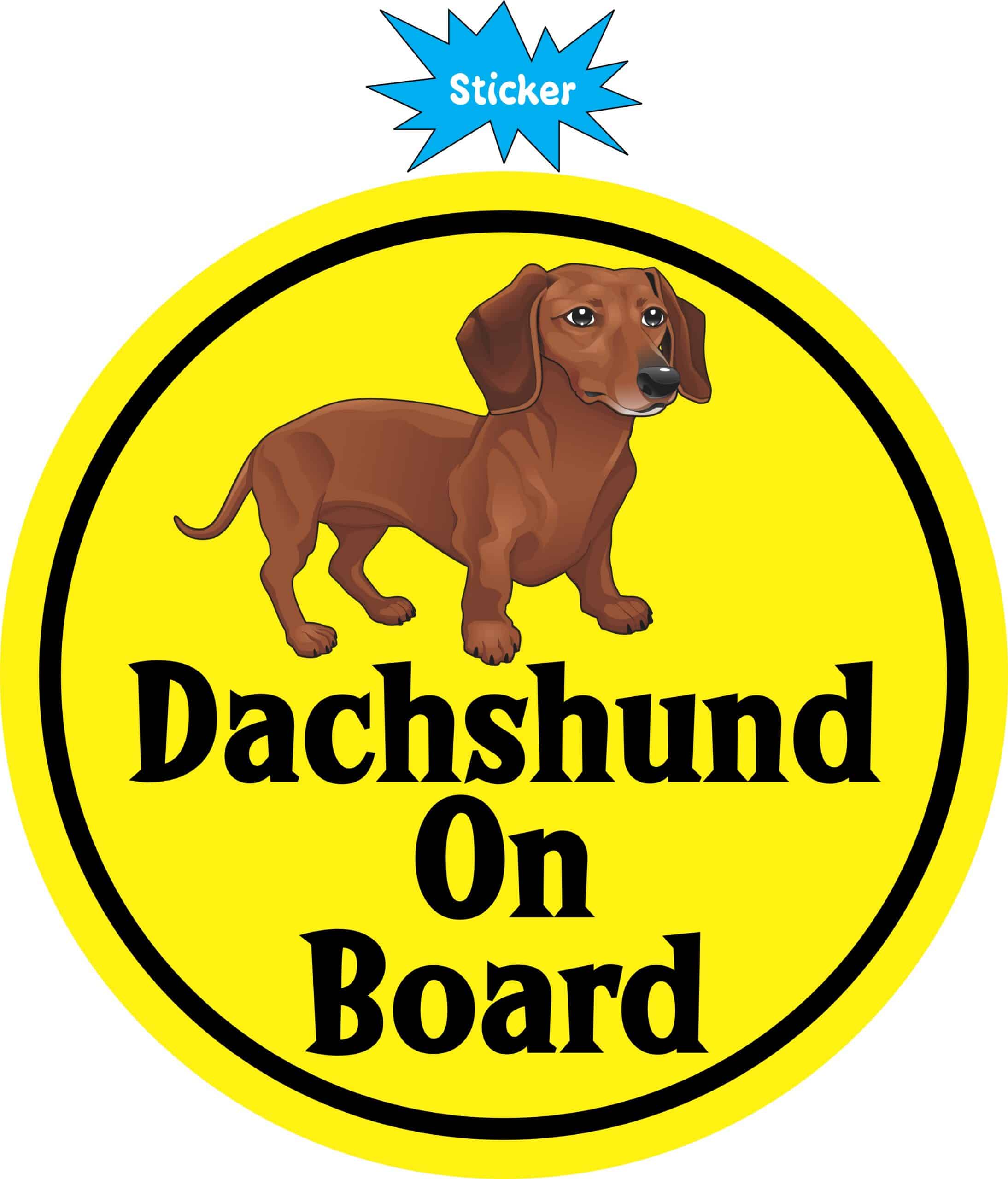 StickerTalk Circular Dachshund on Board Vinyl Sticker, 5 inches