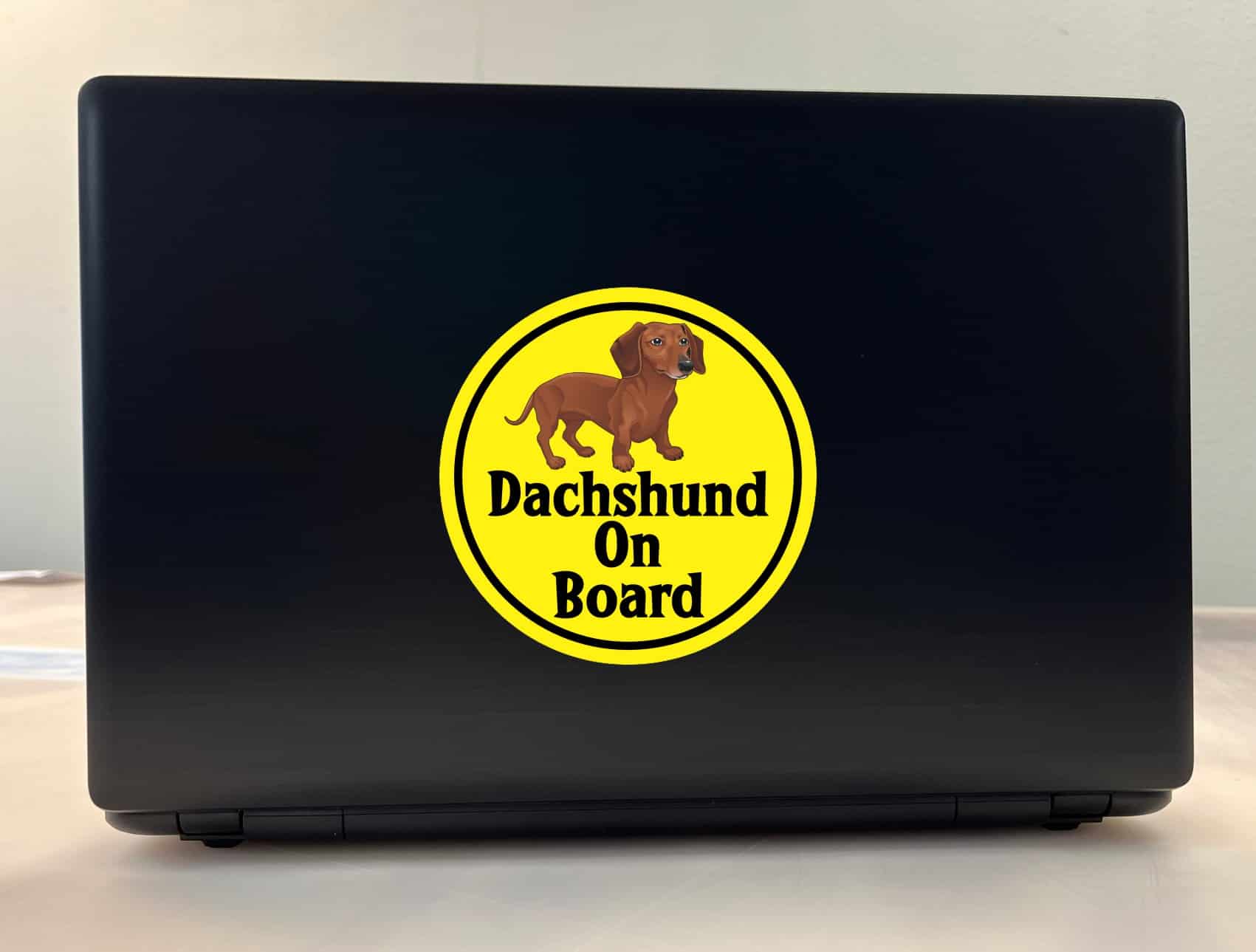 StickerTalk Circular Dachshund on Board Vinyl Sticker, 5 inches