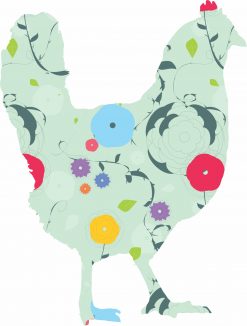 Green Floral Chicken Vinyl Sticker