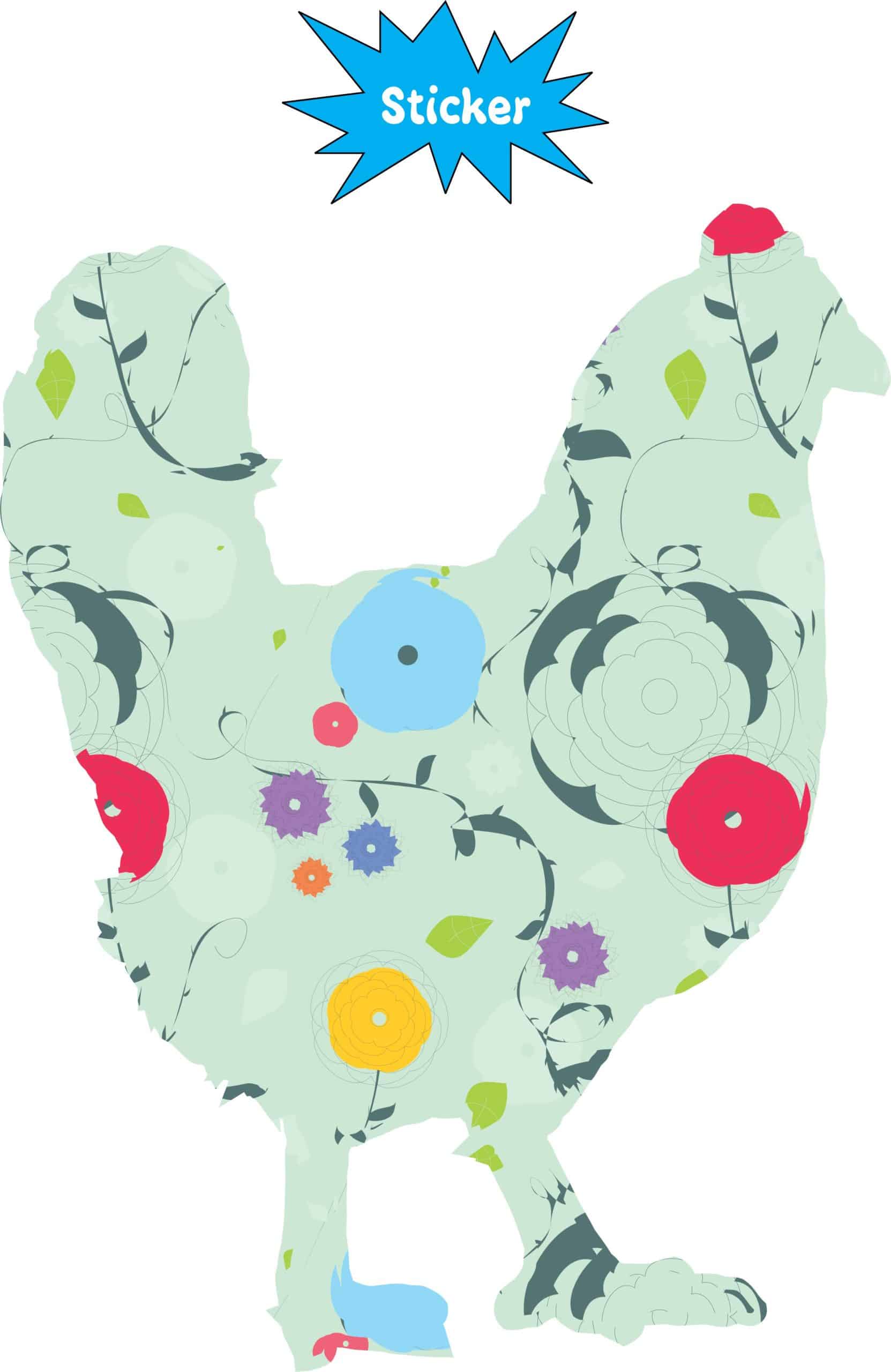 StickerTalk Green Floral Chicken Vinyl Sticker, 3.75 inches x 5 - Image 2