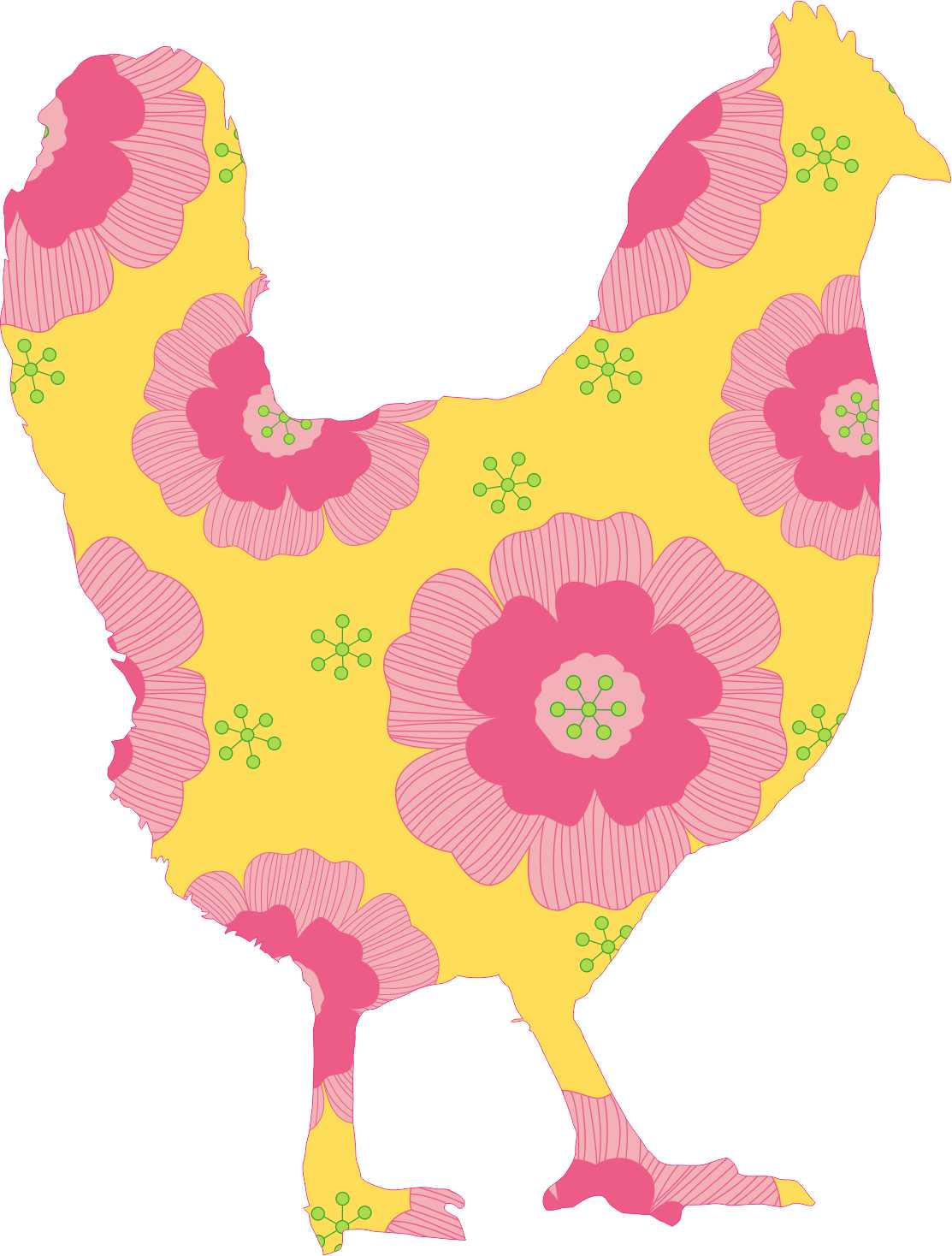 Yellow Floral Chicken Vinyl Sticker