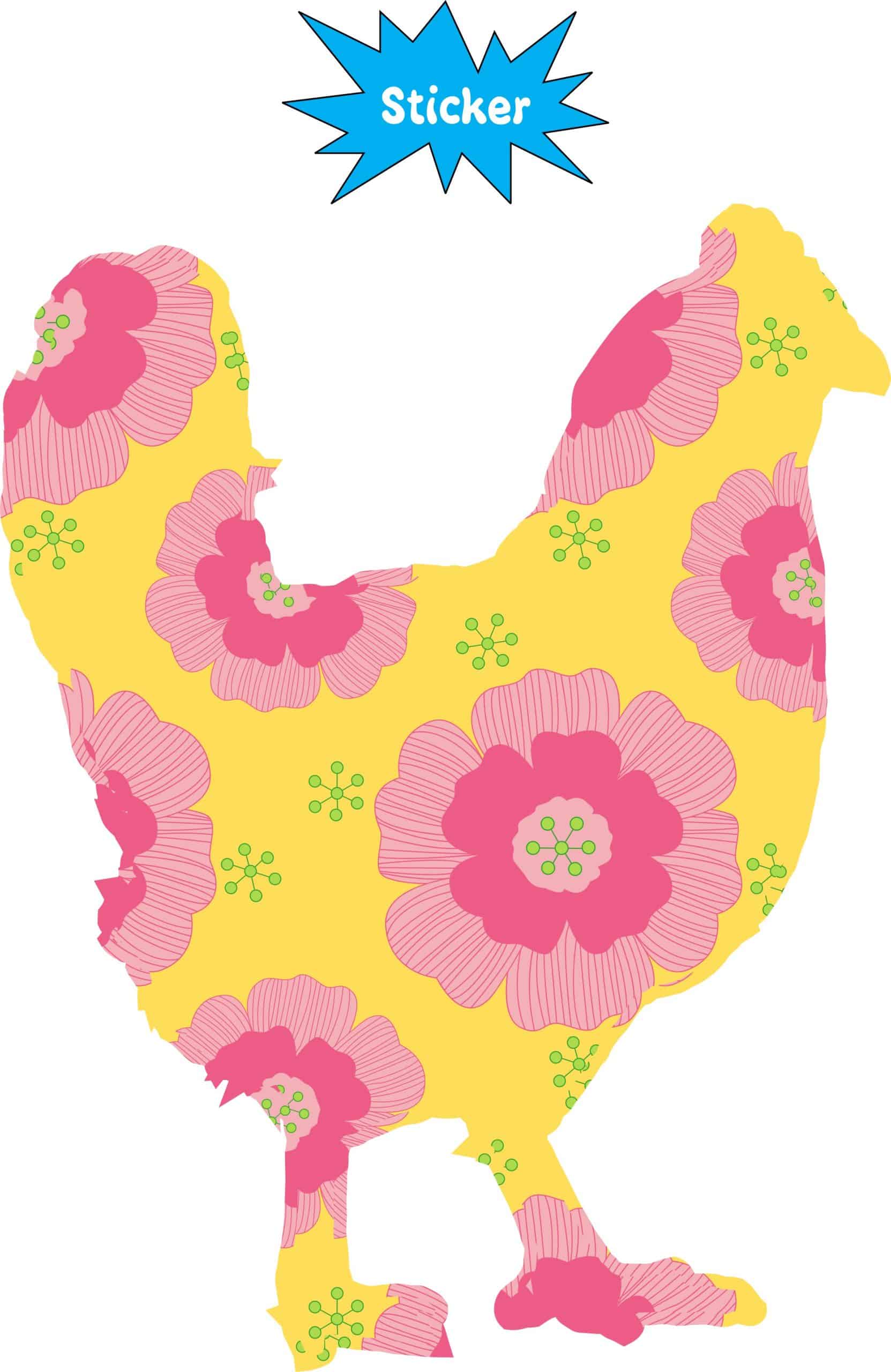 StickerTalk Yellow Floral Chicken Vinyl Sticker, 3.75 inches x 5 inches - Image 2