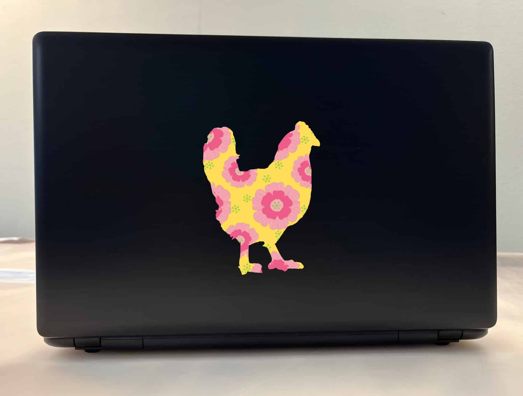 StickerTalk Yellow Floral Chicken Vinyl Sticker, 3.75 inches x 5 inches - Image 3