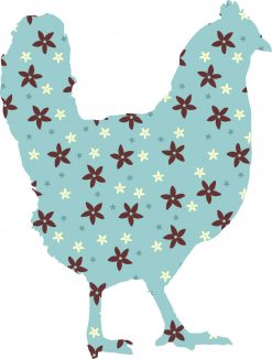 Blue Floral Chicken Vinyl Sticker