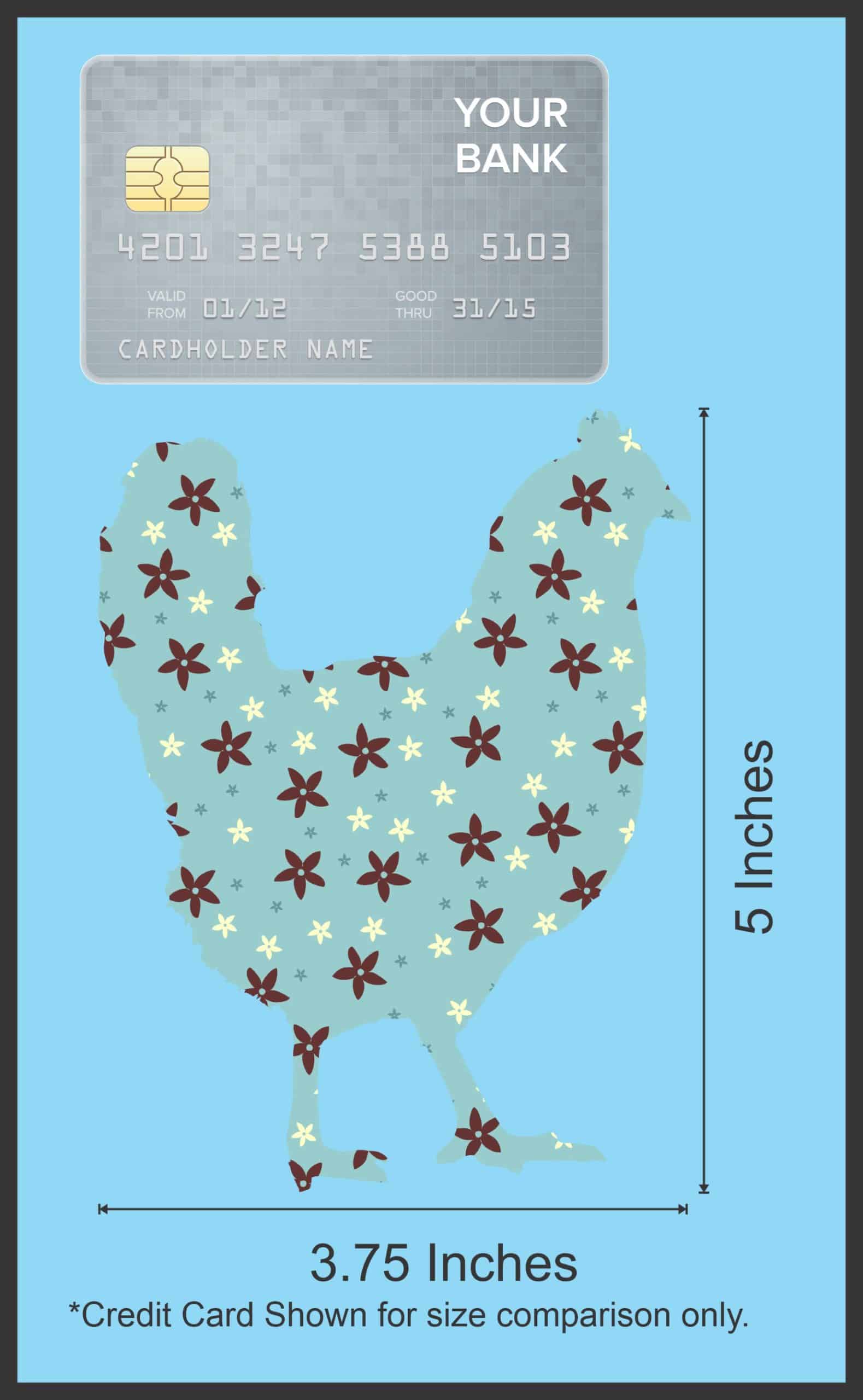 StickerTalk Blue Floral Chicken Vinyl Sticker, 5 inches x 3.75 i - Image 6